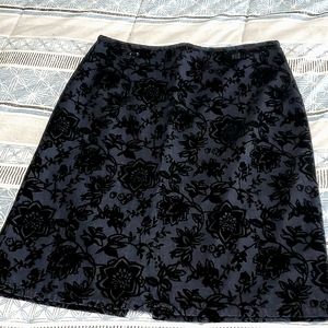 Billblass Jean skirt with flocked velvet flowers